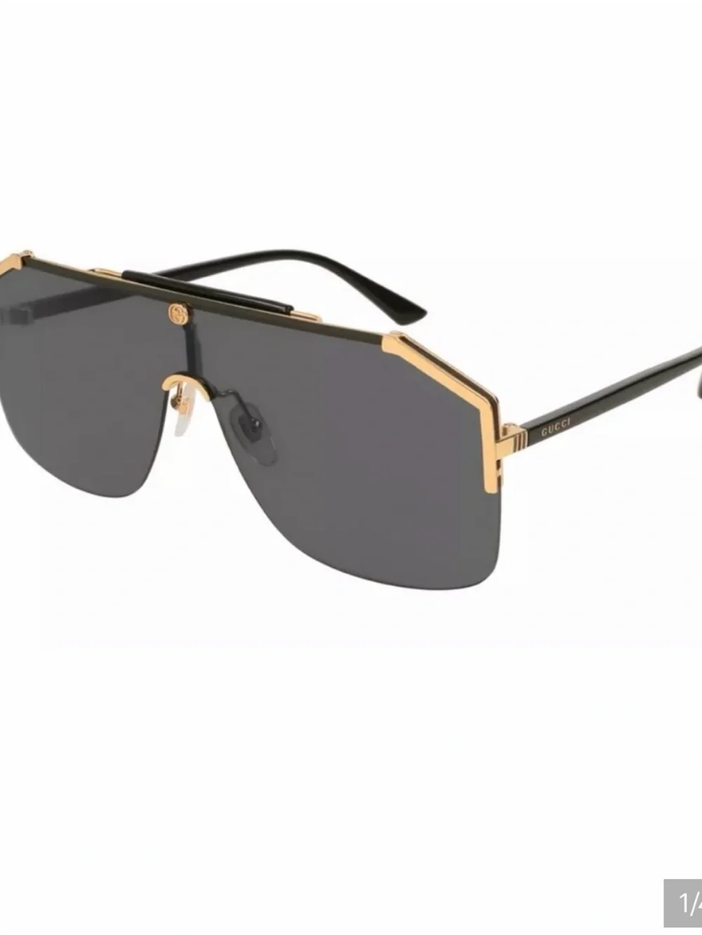 Gucci gg0291 Black Lenses with Gold Trim Shield Sunglasses luxury men and female